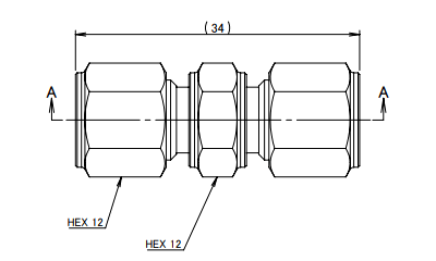 アソー 黄銅製 両口リングジョイント(RS-R)(RoHS指令相当品)の寸法図