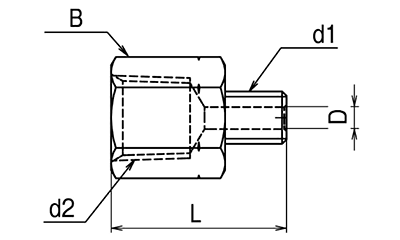 アソー 黄銅製 変換内外ソケット(NF-R / その他)の寸法図
