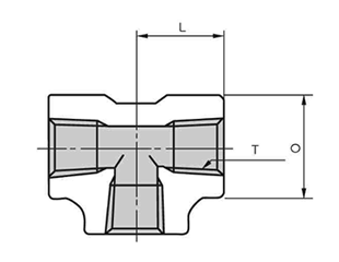 藤井高圧工業 ステンレス 高圧チーズ (ねじ込み式)(PTT)の寸法図