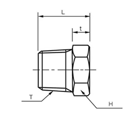 藤井高圧工業 ステンレス SUS304 高圧六角プラグ(ねじ込み式)(PU)の寸法図