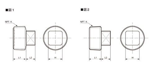 フジトク ステンレスSUS304 四角プラグ S80 (NPT)の寸法図