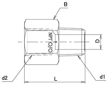 アソー ステンレス製 変換内外ソケット(NF84●●) (外ねじNPTx 内ねじPT)の寸法図