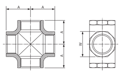 エムディーメタル ステンレス クロス(8角)の寸法図