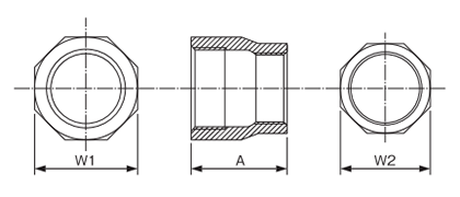 エムディーメタル ステンレス 径違いソケット(8角)の寸法図