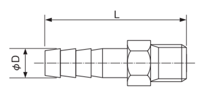 エムディーメタル ステンレス 六角ホースニップルの寸法図