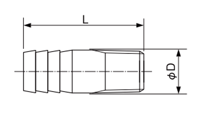 エムディーメタル ステンレス 丸ホースニップルの寸法図