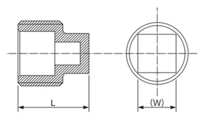 エムディーメタル ステンレス 四角プラグの寸法図
