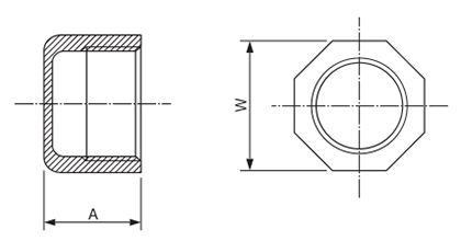 エムディーメタル ステンレス キャップ(8角)の寸法図