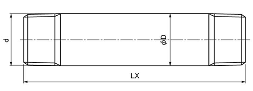 オーエヌ工業 ステンレス SUS304 両長ニップル(NL)の寸法図