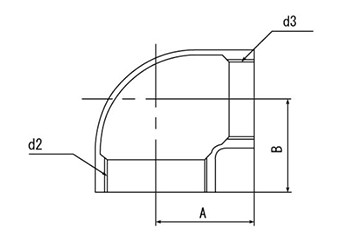 KSG(春日井) ステンレス SUS304 径違いエルボの寸法図