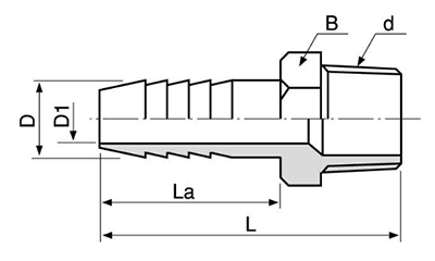 アソー ステンレス SUS316 エースニップル (HN)(PT)の寸法図