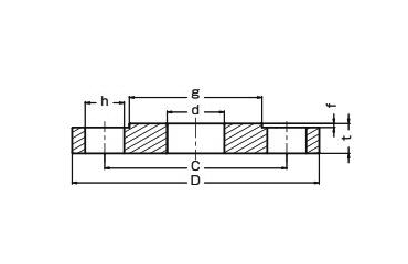 イノック ステンレス316 面座付さし込み溶接フランジ (RF)の寸法図