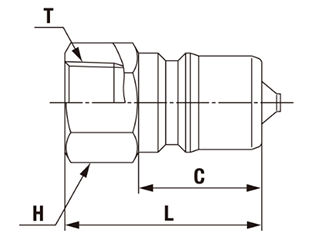 日東工器 SPカプラ TypeA BRASS NBR プラグ (P-A)(おねじ取付用/真鍮製)の寸法図