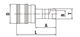 日東工器 TSPカプラ BRASS EPDM TSH型 ソケット(ホース取付用/真鍮製)の寸法図