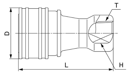 日東工器 SP-VカプラTypeA BRASS (HNBR) ソケット(おねじ取付用/真鍮製)(●S-V-A)の寸法図