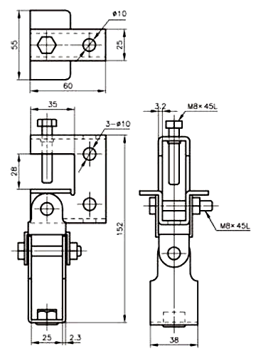 A10259 エイムF型(吊ボルト用)の寸法図