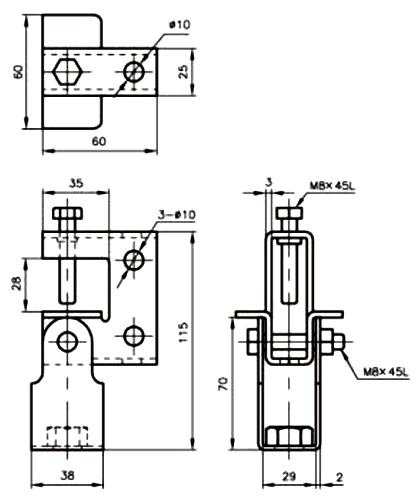 A10260 ステン エイム(吊ボルト用)の寸法図
