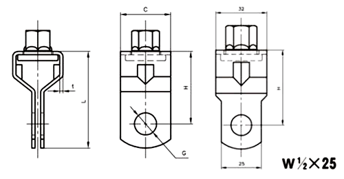 A10317 アカギ どぶめっき吊用タン(吊BT+吊バンド接続用)(溶融亜鉛めっき仕上げ)の寸法図