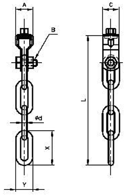 A10318 三連タン(管伸縮用ターンバックル)の寸法図