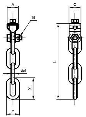A10320 ステン三連タン(管伸縮用ターンバックル)の寸法図