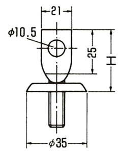 A10373 一ツ穴ねじ足(立バンド用取付足)の寸法図