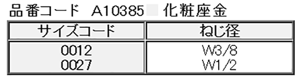 A10385 化粧座金(ねじ足、羽子板用座金)の寸法表