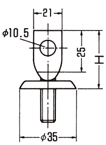 A10391 ステン一ツ穴ねじ足(バンド用取付足)の寸法図