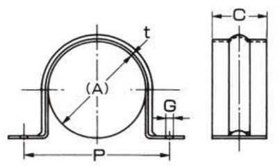A10430 サドルバンド(SGP管用)の寸法図
