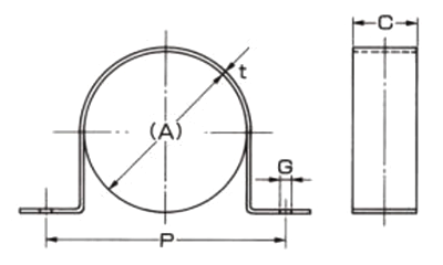 A10431 厚サドル(SGP管用)の寸法図