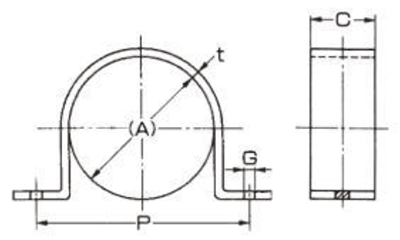 A10453 ステン厚サドル(ステンレス鋼管用)の寸法図