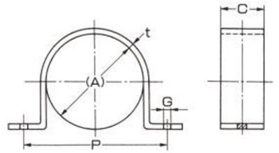 A10454 ステン厚サドルボルト穴(ステンレス鋼管用)の寸法図