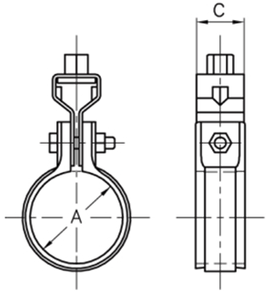 A10464 PP吊タン付(各種配管用)の寸法図