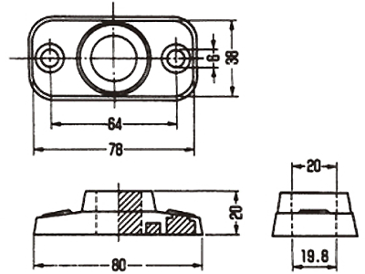A10476 PP立用台座(大)(PP立バンド用取付台座)の寸法図