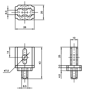 A10490 ジョイント(小)(グレー)(PPバンド用接続部品)の寸法図