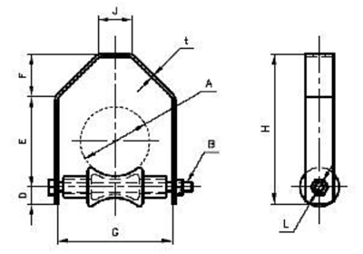 A10588 角型ローラー(熱伸縮配管用)の寸法図