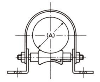 A10590 置式ローラー(熱伸縮配管用)の寸法図