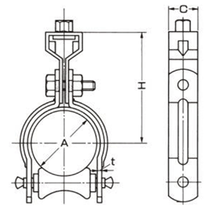 A10593 組式ローラー(熱伸縮配管用)の寸法図