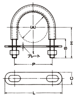 A10603 デップUボルト(SG) (電気絶縁用)の寸法図