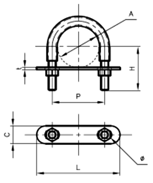 A10605 デップUボルト(CU) (銅管用)の寸法図