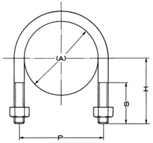 A10607 CL用Uボルト(外面被覆銅管用)の寸法図