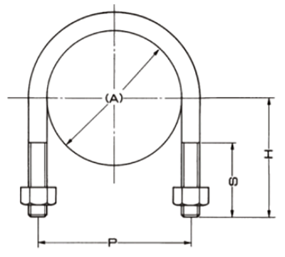 A10617 ステンUボルト(ステンレス厚肉管用)の寸法図
