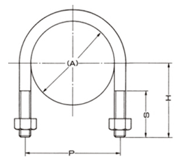 A10623 アカギ ステンCL用Uボルト (外面被覆鋼管用のUボルト)(SUS304)の寸法図