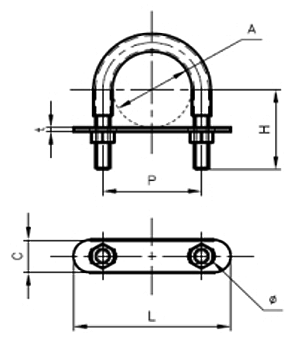 A10626 デップステンUボルト(CU)(銅管用)の寸法図