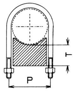 A10640 ウレタンUPタイプ(配管レベル調整用Uボルト)の寸法図