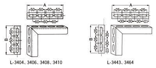 A10661 ハヤウマLタイプ(横走り配管用ブラケット)の寸法図