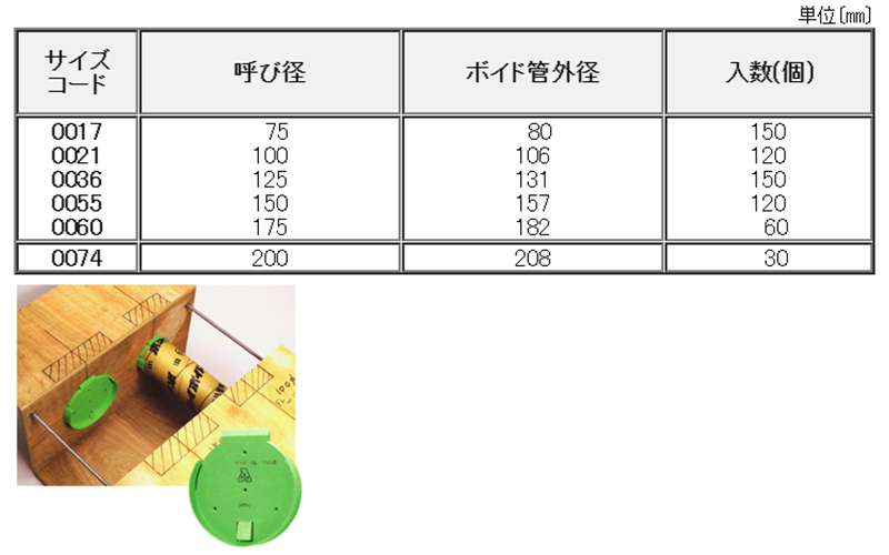 A14805 ボイダーS (落とし梁工法のボイド固定具)の寸法表