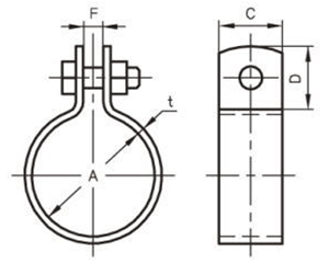 A15518 アカギ 亜鉛鋼板SP吊タン無し(スパイラルダクト管用バンド)(溶融亜鉛めっき仕上げ)の寸法図