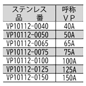 ステンレス ELフラット吊バンド (VP管用)(VP10112) (TPE)(AWJ品)の寸法表