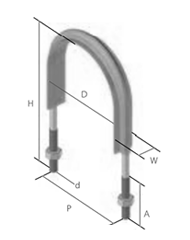 ステンレス フラットUボルト SU管 (屋外用(足長+30)(SU10354)(AWJ品)の寸法図