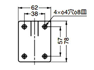 昇降装置 取付プレートTR-FP(TB2B壁面取付用)の寸法図